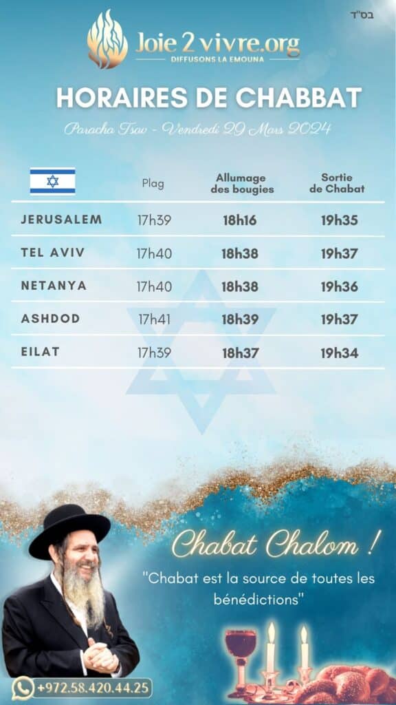 horaires de chabbat Israël 